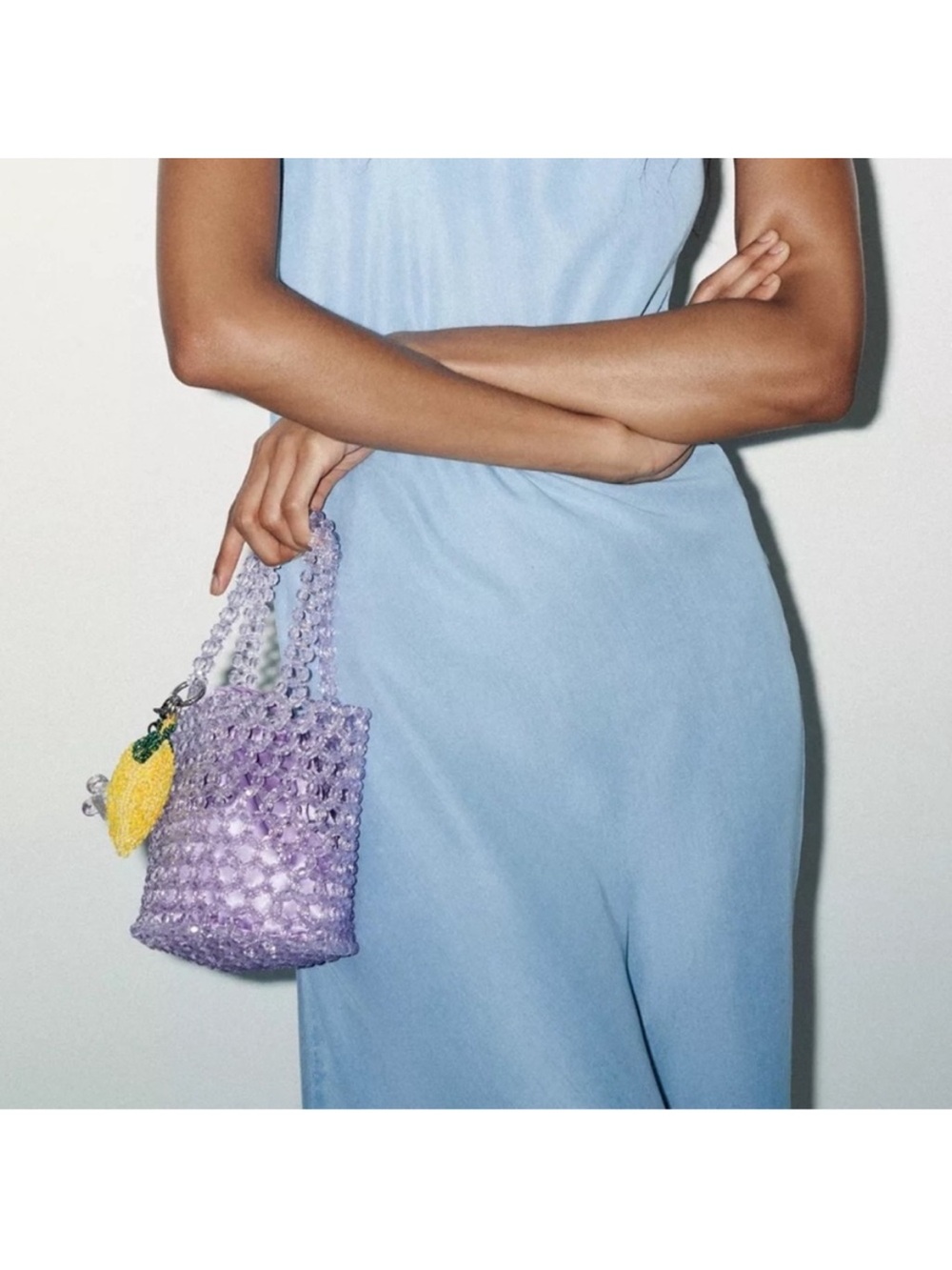 ZARA BEADED CYLINDRICAL BUCKET BAG